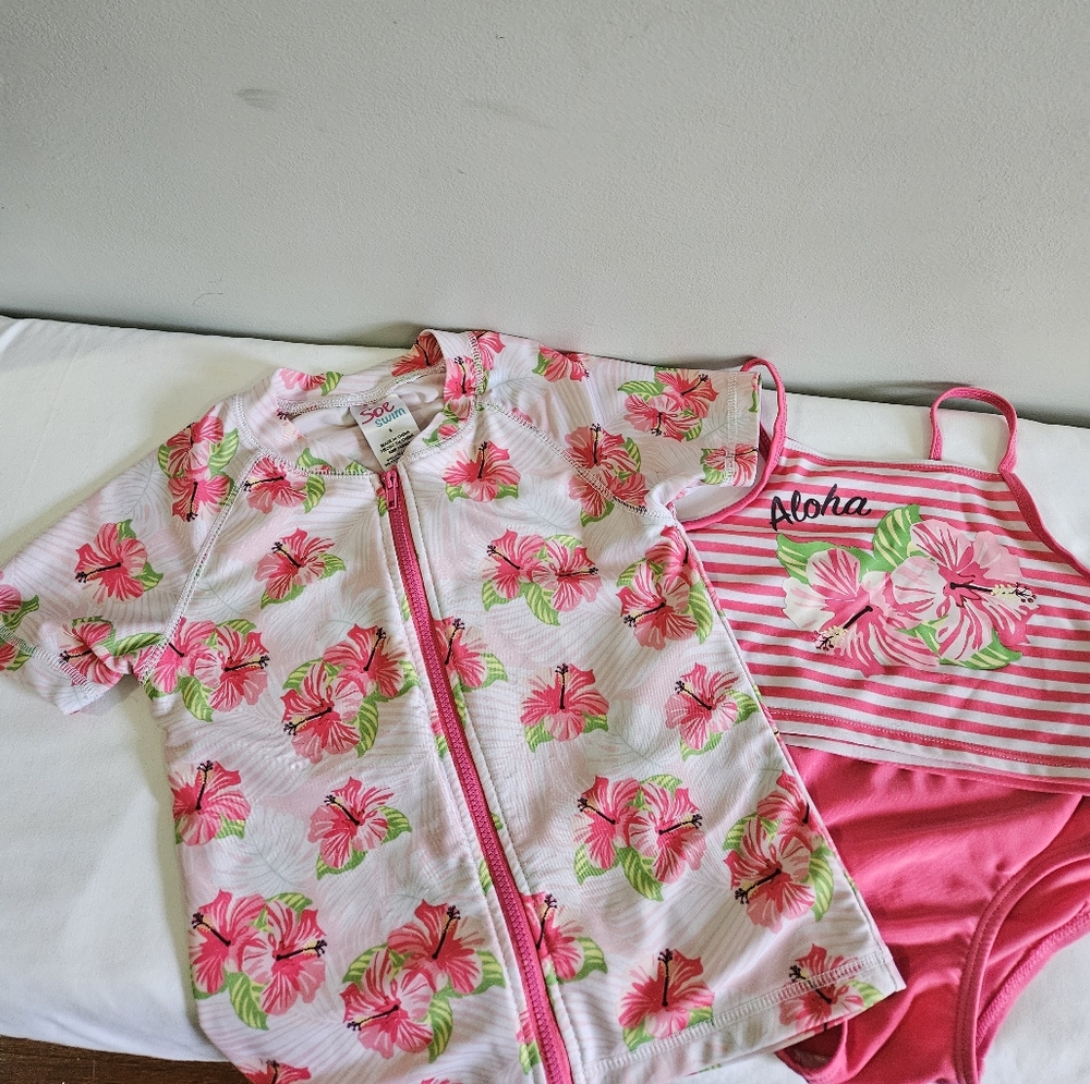 Pink and Green Rashguard Swimwear